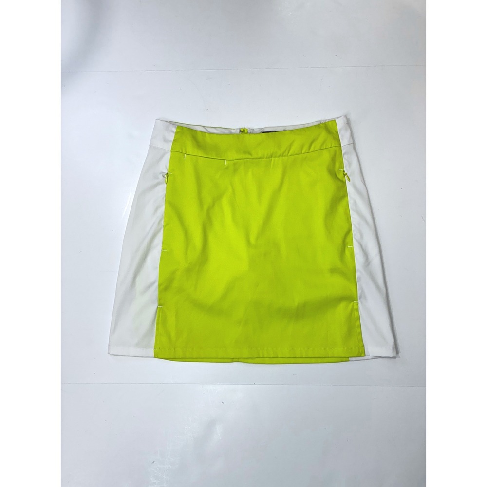 Antigua Womens Desert Dry‎ Golf Skort Neon Lime Green White Colorblock Size 6